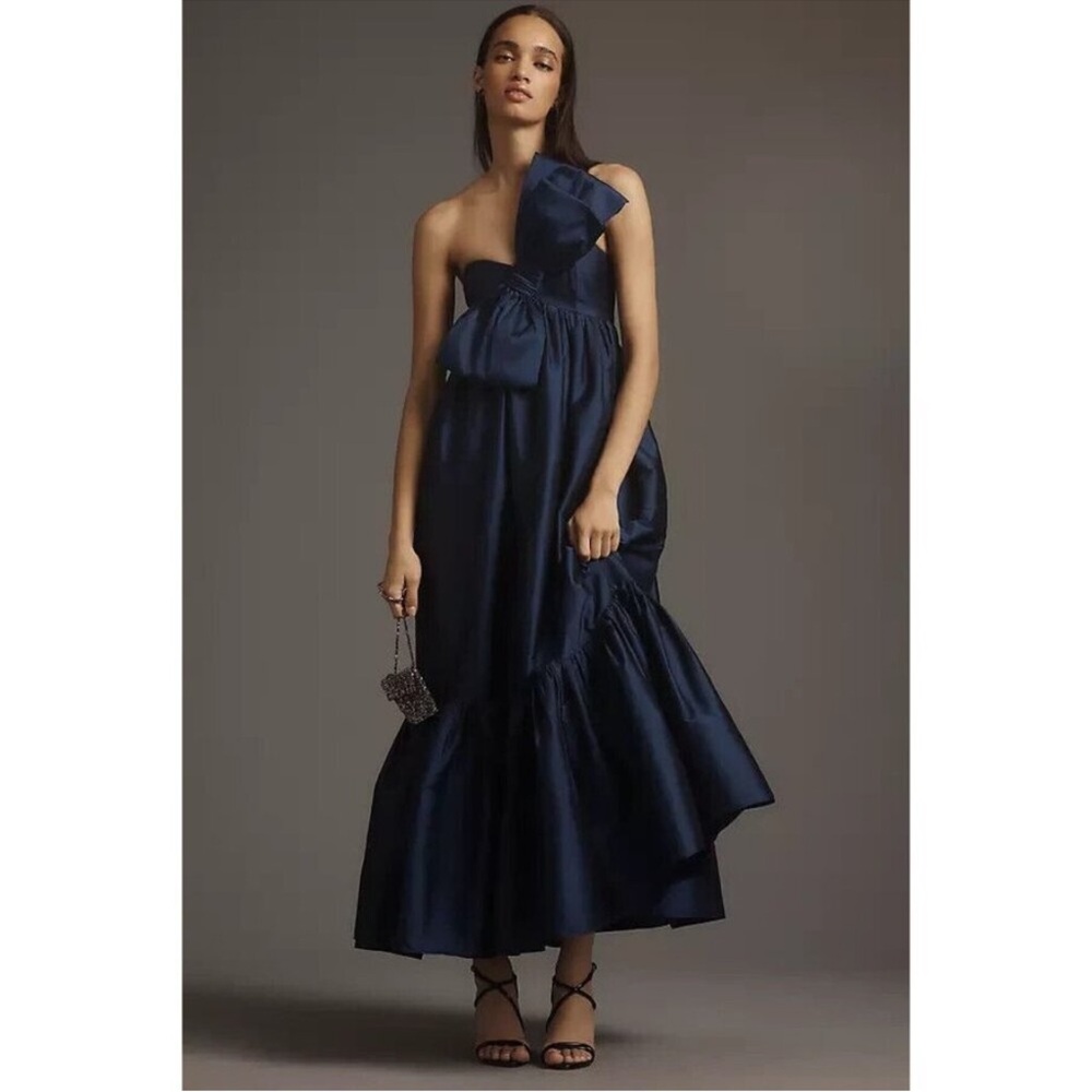 Atsu Sally Bow Midi Dress- Navy
